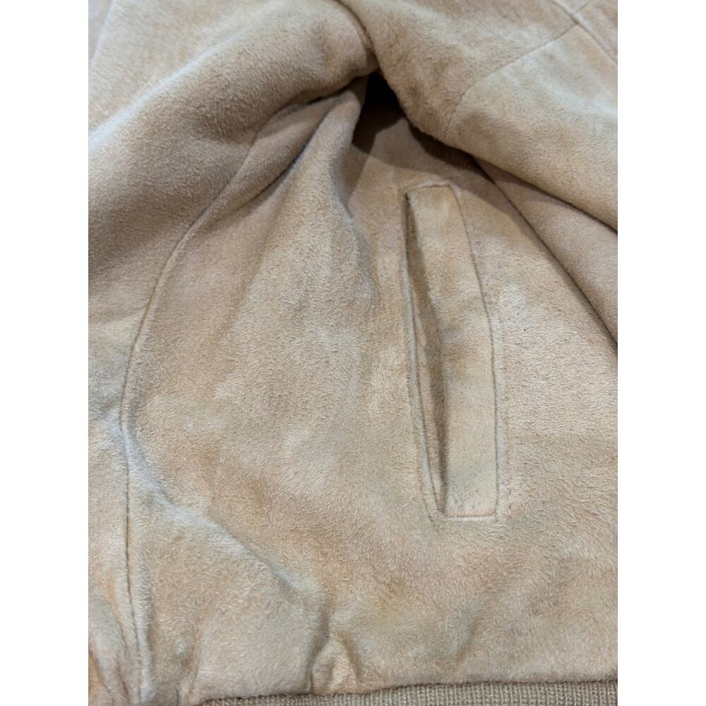Jos A Bank Leather Jacket Mens M Tan Full Zip Lined Bomber Outerwear Casual - Picture 6 of 7